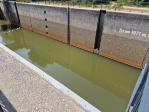 
                            <b>Waterniveau van sluis met gegraveerde jaaraanduiding op betonnen wand.</b><br>
                                                        <b>ISO:</b> 50 | <b>Sluitertijd:</b> 1/638 | <b>Diafragma:</b> f/1.8 | <b>Datum:</b> 2025-06-25

                        