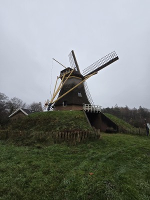 
                            <b>Traditionele Nederlandse windmolen met draaiende wieken op verhoogde onderbouw.</b><br>
                                                        <b>ISO:</b> 50 | <b>Sluitertijd:</b> 2321741/250000000 | <b>Diafragma:</b> f/2.2 | <b>Datum:</b> 2025-11-28

                        