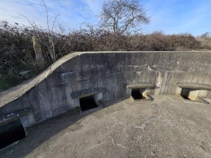 
                            <b>Betonnen bunkerwand met schietgaten en donkere openingen.</b><br>
                                                        <b>ISO:</b> 50 | <b>Sluitertijd:</b> 890319/1000000000 | <b>Diafragma:</b> f/2.2 | <b>Datum:</b> 2026-02-08

                        